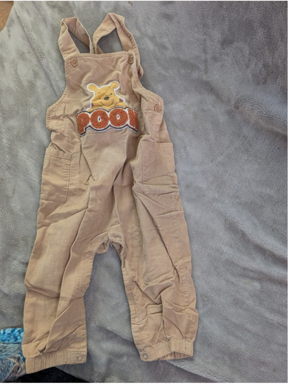 Disney Baby Winnie the Pooh Corduroy Overalls Tan Brown Toddler Bib Pants